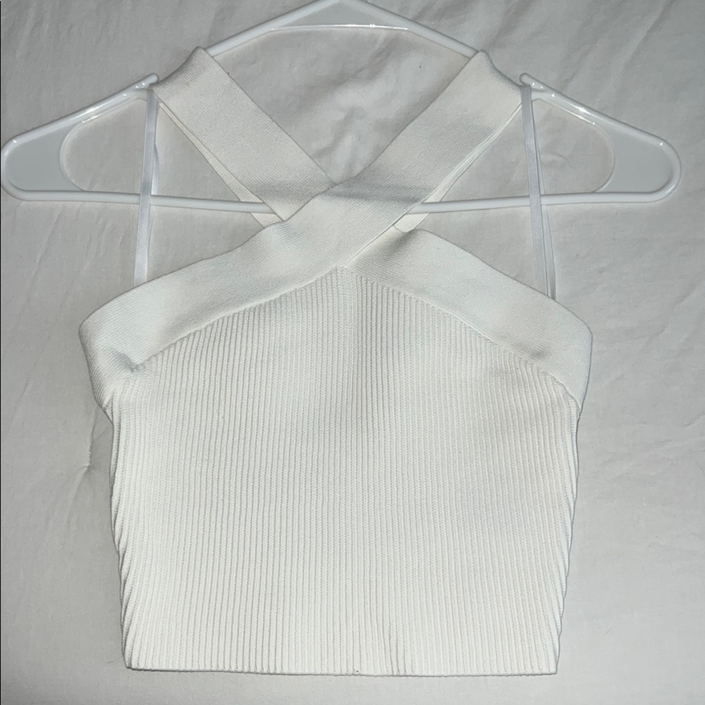 Elegant White Cross-Back Women's Top